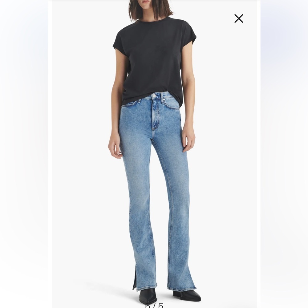 Rag & Bone the Slub Pleat Back Tee Women's  Medium Black Crew Neck Short Sleeve